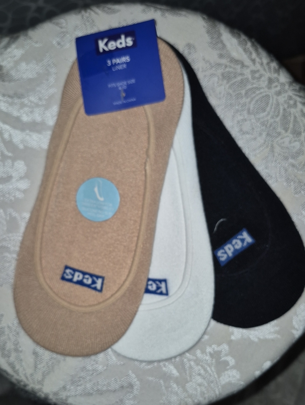 Keds No-Show Liners in Black, White, and Tan - 3 Pack